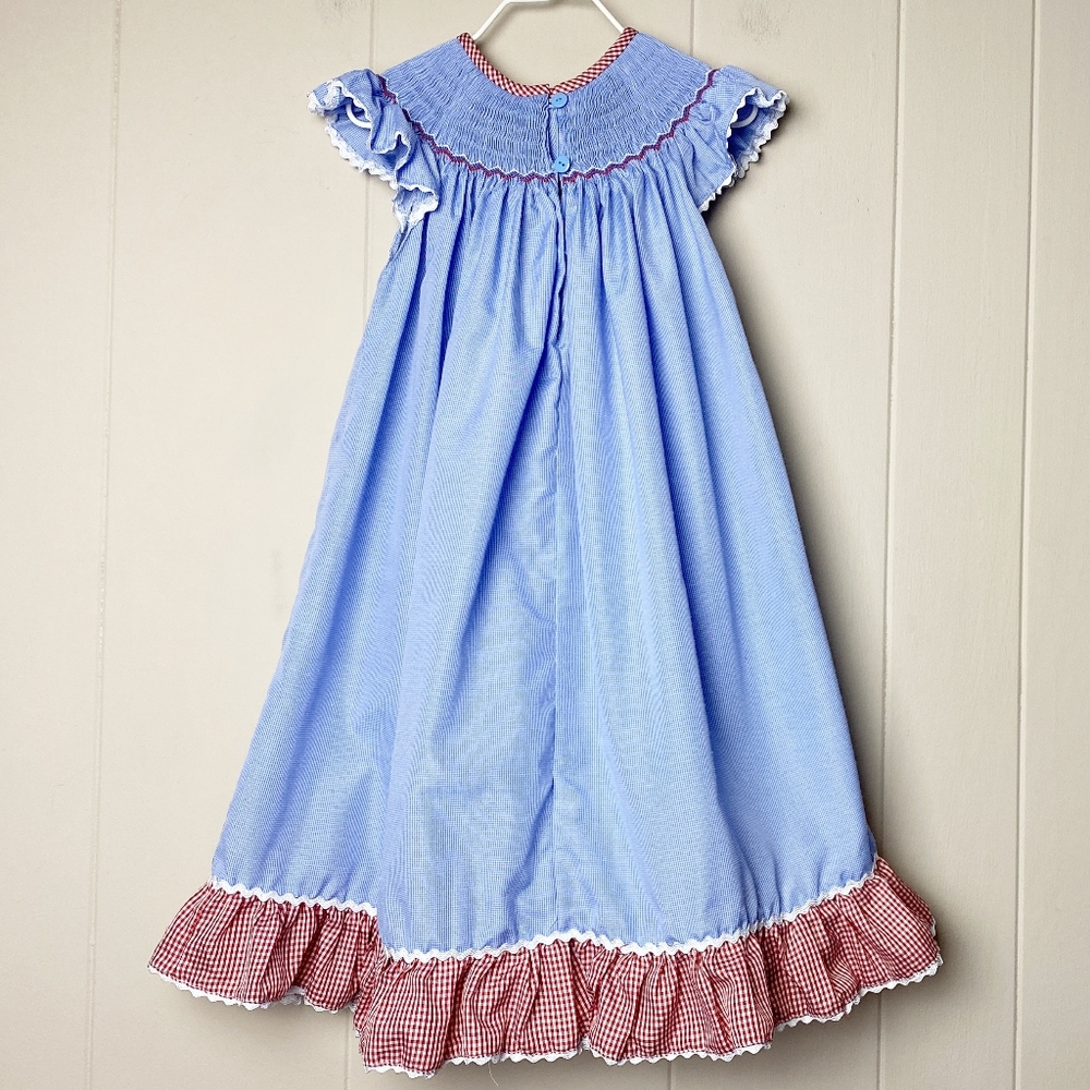 American flag smocked dress 3T patriotic USA July Fourth Frizzy Lizard girls - Picture 3 of 7